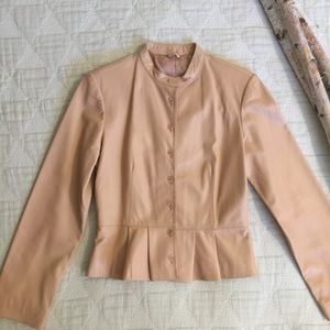 Vintage Leather Peplum Jacket in Blush